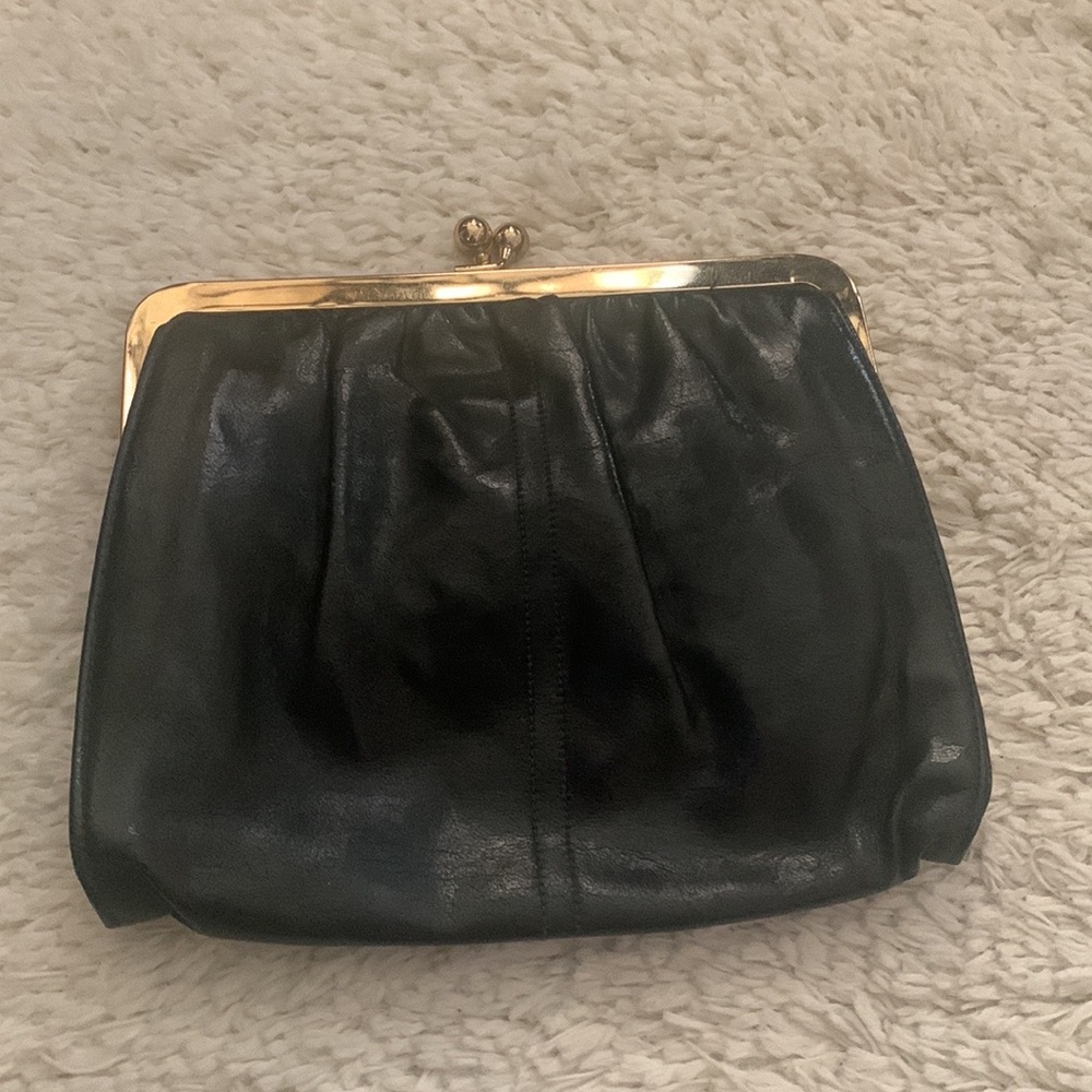 VINTAGE Navy Leather Clutch Purse